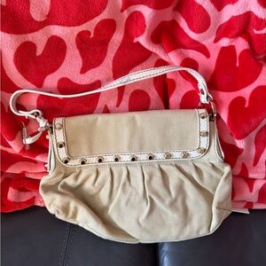 Authentic Fendi Cream Shoulder Bag with White Accents